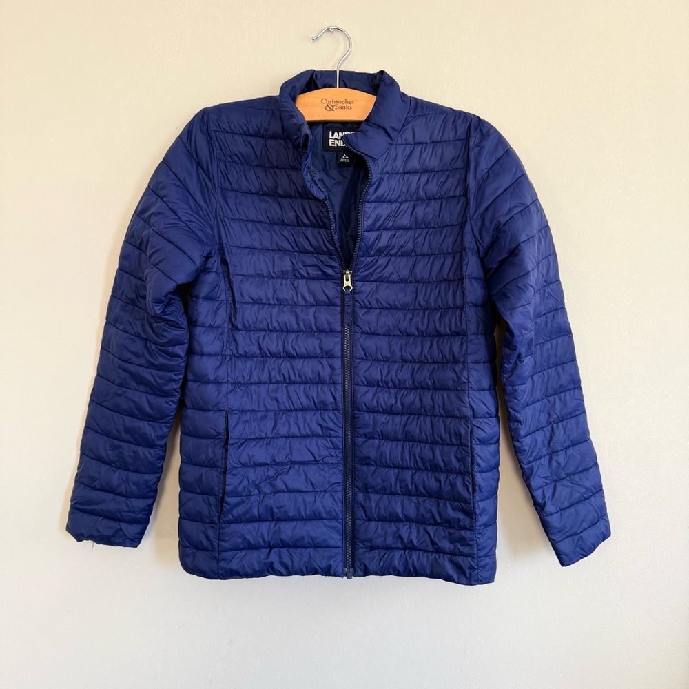 Lands' End Boy Navy Blue Lightweight Puffer Jacket size 14/16